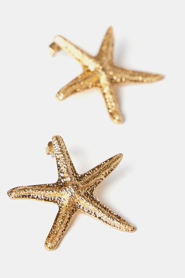 Mint Velvet Gold Tone Starfish Stud Earrings