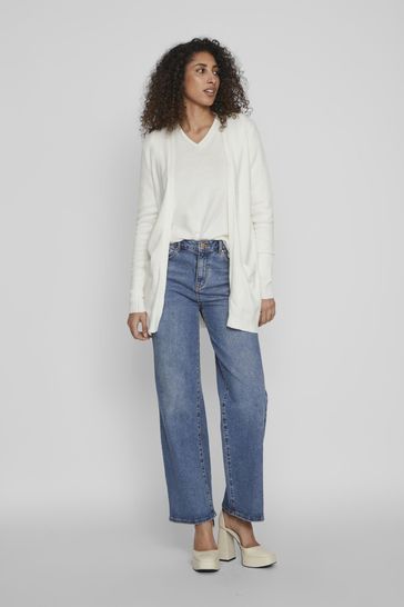 Buy VILA White Long Sleeve Lightweight Knit Cardigan from Next Denmark