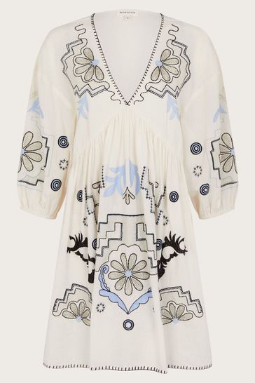 Buy Monsoon Natural Hallie 100 Cotton Embroidered Kaftan from Next Kuwait
