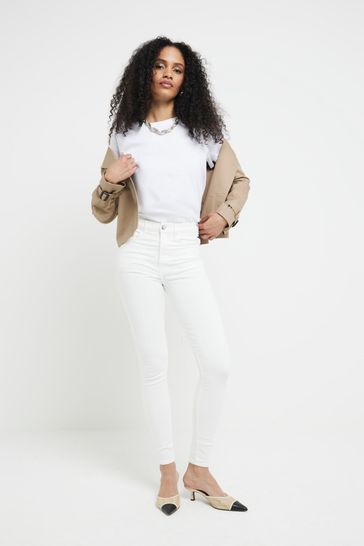 River Island White High Rise Bum Scuplt Skinny Jeans