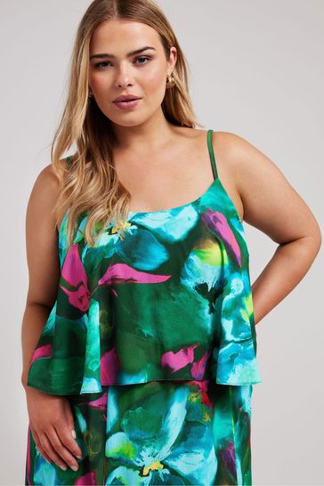 Buy Yours Curve Green London Floral Overlay Maxi Dress from Next Bahrain
