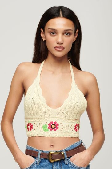 Superdry Cream Crochet Flower Bralette