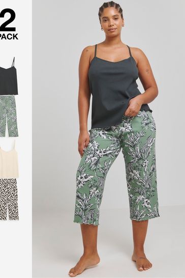 Simply Be Green Pretty Lounge Culottes Set 2 Pack