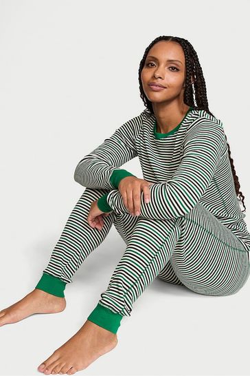 Buy Victoria s Secret Prettiest Pine Stripe Green Thermal Long Pyjama Set from Next Netherlands