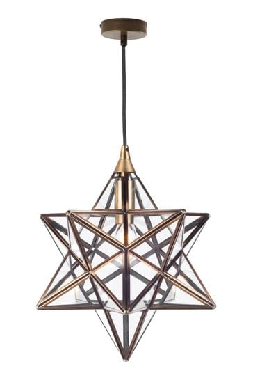 Dar Lighting Brass Ilario Small Star Pendant Ceiling Light