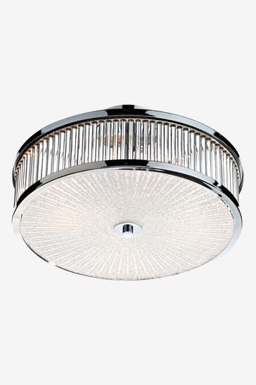 Dar Lighting Chrome Aramis 3 Light Glass Flush Ceiling Light