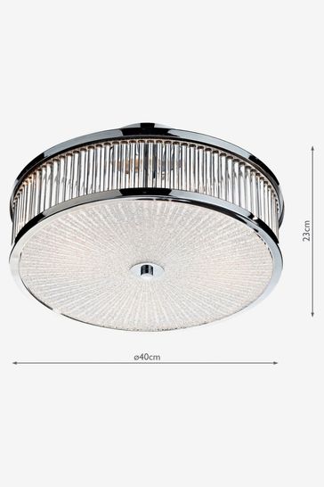 Dar Lighting Chrome Aramis 3 Light Glass Flush Ceiling Light