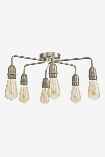 Dar Lighting Chrome Kiefer 6 Light Flush Ceiling Light