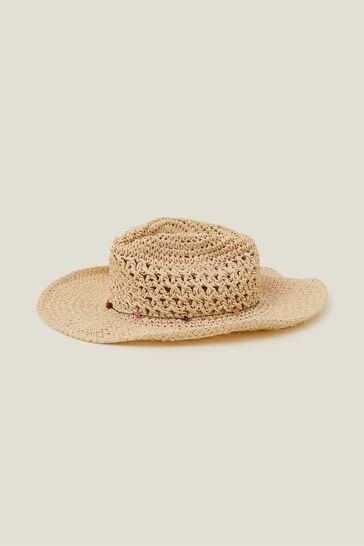 Accessorize Natural Loose Weave Straw Hat