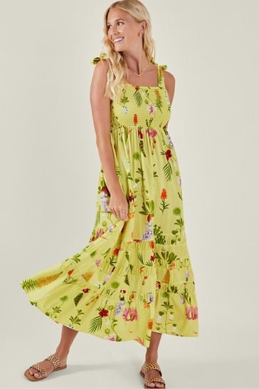 Accessorize Yellow Botanical Print Maxi Dress