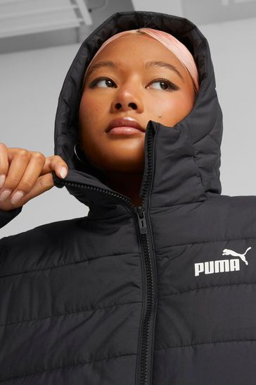 Puma essentials padded long black coat cheap