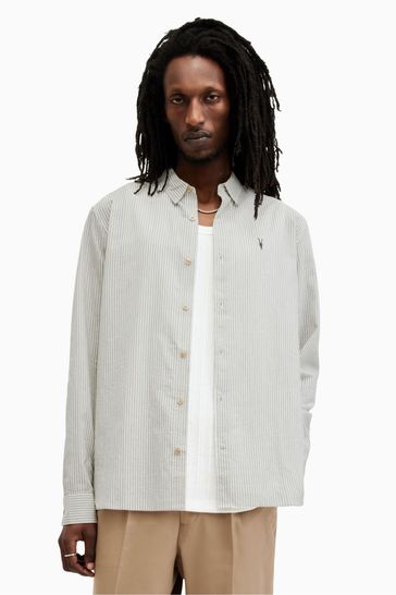 AllSaints White Villard Longsleeve Shirt