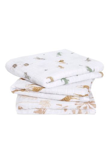 Buy aden anais White Musy 100 Cotton Muslin Safari Dream Squares 3 Pack from Next Bahrain