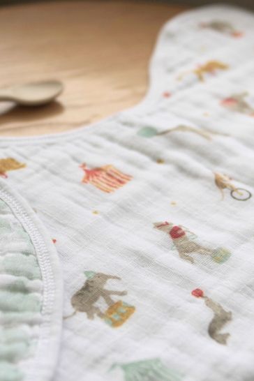 Buy aden anais White Essentials 100 Cotton Baby Burpy Bib Elephant Circus Muslin from Next Bahrain