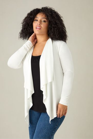 Buy Live Unlimited White Curve Jersey Waterfall Cardigan from Next Netherlands