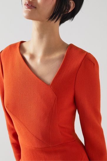 Buy LK Bennett Orange Alexis Wool Crepe Shift Dress from the Next UK online shop