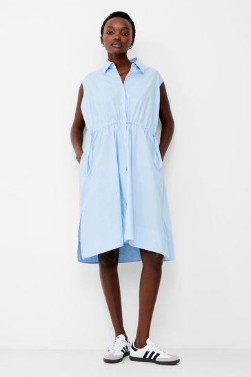 French Connection Blue Rhodes Poplin Shirt Dress