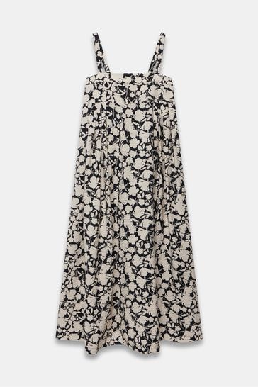 Mint Velvet Black Floral Midi Dress