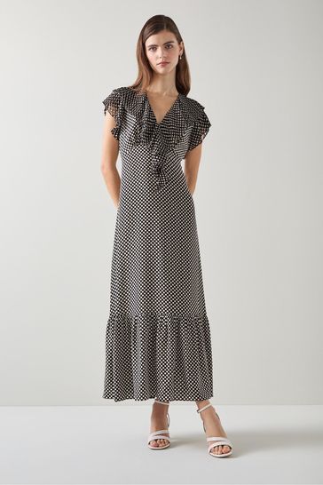Buy LK Bennett Black Polka Dot Daphne Pleated Dress from Next Bahrain