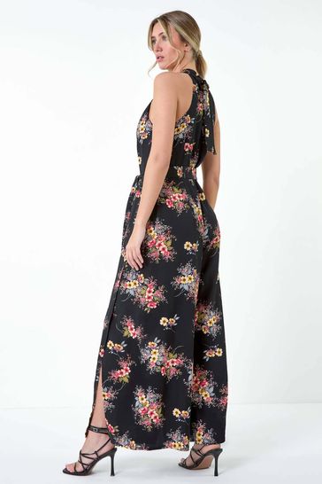 Buy Dusk Floral Halter Neck Side Split Jumpsuit from the Laura Ashley online shop