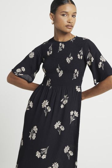 River island shirred dress deals