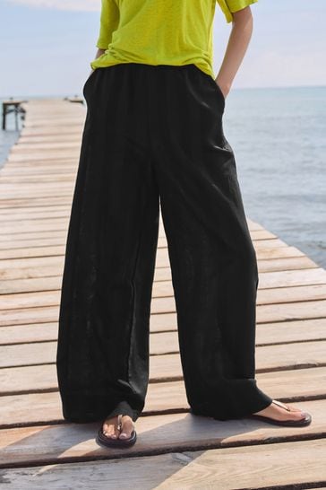 Next black linen trousers cheap
