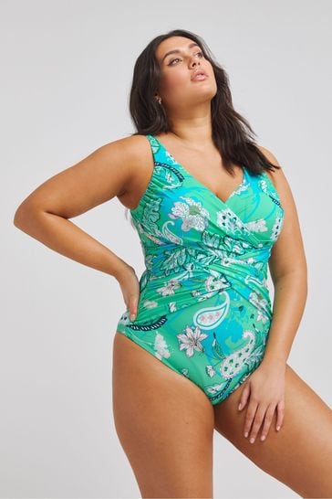 Simply Be Blue Longer Length Magisculpt Illusion Swimsuit