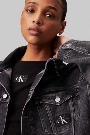 Calvin klein grey leather jacket discount