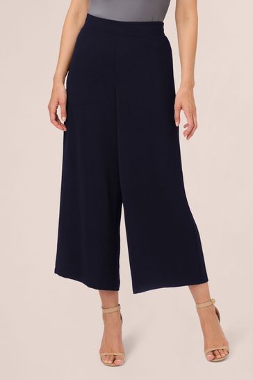 Adrianna Papell Blue Textured Satin Pull On Trousers