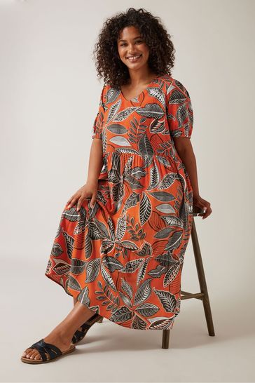 Buy Evans Curve Tropical Print Linen Dress from Next Bahrain