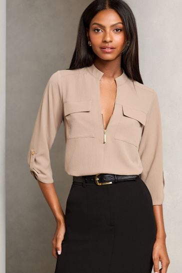 Buy Lipsy Zip Front Utility Pocket Blouse from the Laura Ashley online shop