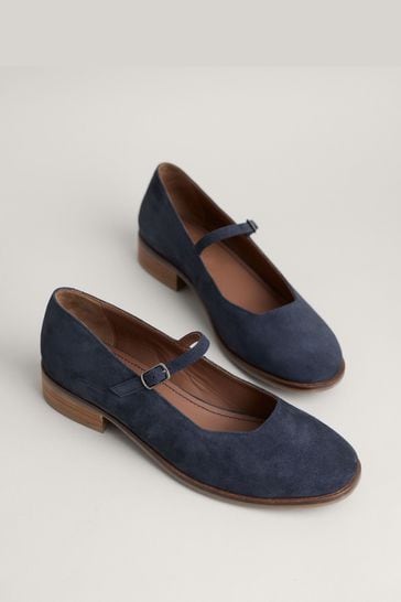 Seasalt Cornwall Blue Dovecote Suede Mary Jane Shoes