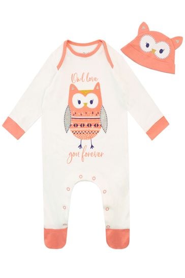 Harry Bear White Owl Love You Forever Sleepsuit & Hat Set