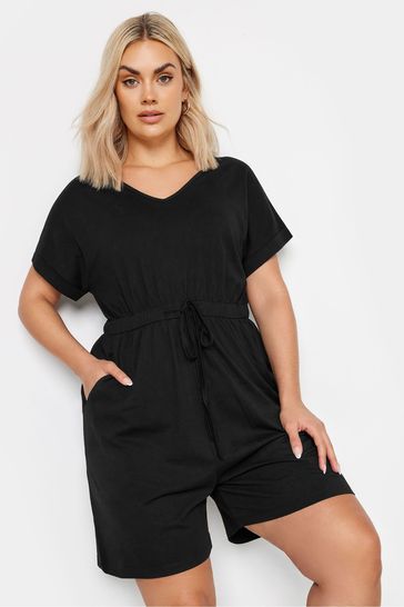 Yours Curve Black Limited Collection Drawstring Playsuit