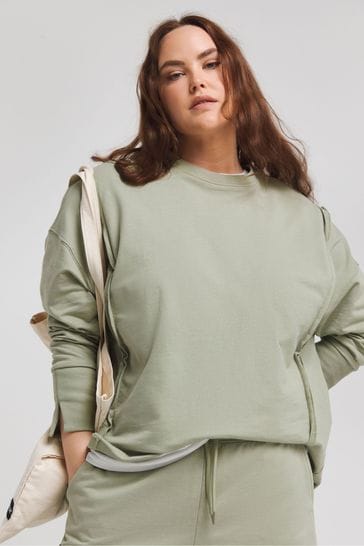 Simply Be Green Exposed Seam Dip Back Sweatshirt