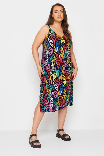 Yours Curve Light Black Throw On Beach Shirred Strap Dress