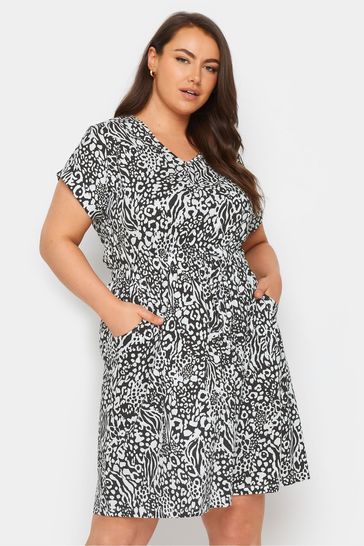 Yours Curve Black T-Shirt Drawcord Dress