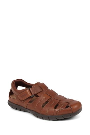 Pavers Brown Leather Fisherman Sandals