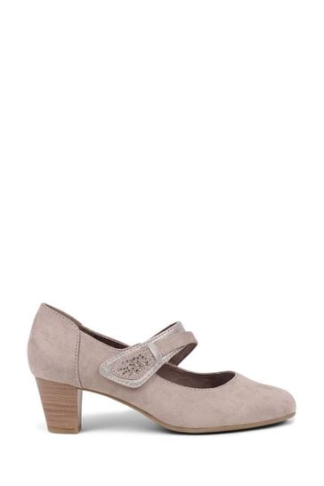 Pavers Natural Embellished Strap Mary Janes Shoes