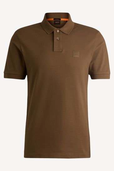 BOSS Brown Passenger Box Logo Polo Shirt