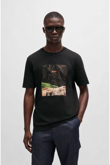 BOSS Black Seasonal Print T Shirt In 100 Cotton Jersey