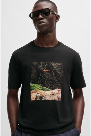 BOSS BOSS Seasonal Cotton Jersey Print T Shirt