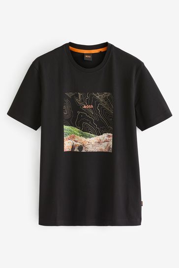 BOSS BOSS Seasonal Cotton Jersey Print T Shirt