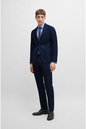 Buy BOSS Blue Slim Fit Melange Jacket With Linen in Stretch Cloth from Next Bahrain