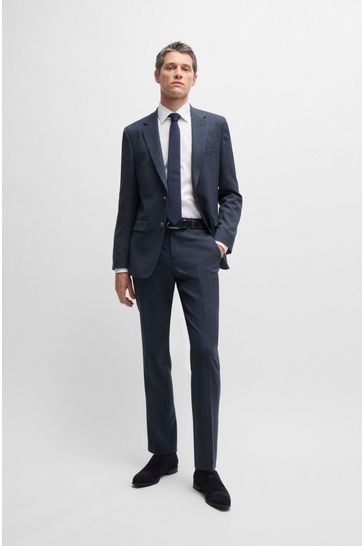 Buy BOSS Blue Micro Patterned Regular Fit Jacket In Stretch Cloth With Virgin Wool from Next Bahrain