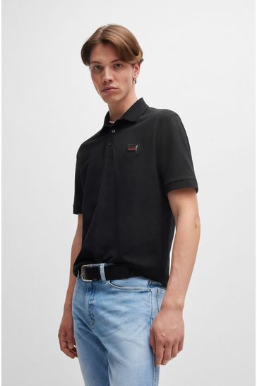 Buy HUGO Cotton Pique Logo Label Polo Shirt from Next Bahrain