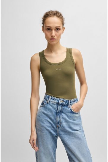 Buy BOSS Ribbed Vest In Stretch Cotton from Next Bahrain