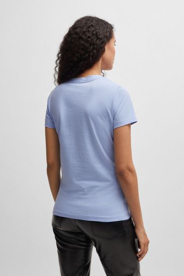 Buy BOSS Blue Slim Fit Logo Detail T Shirt In 100 Cotton Jersey from Next Bahrain