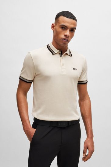 BOSS White 100 Cotton Paddy Tipped Polo Shirt