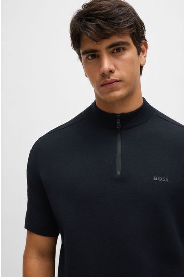 Buy BOSS Zip Neck Knitted Polo Shirt from Next Bahrain